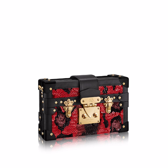 Louis Vuitton RedBlack Sequin Embroidered Petite Malle Bag