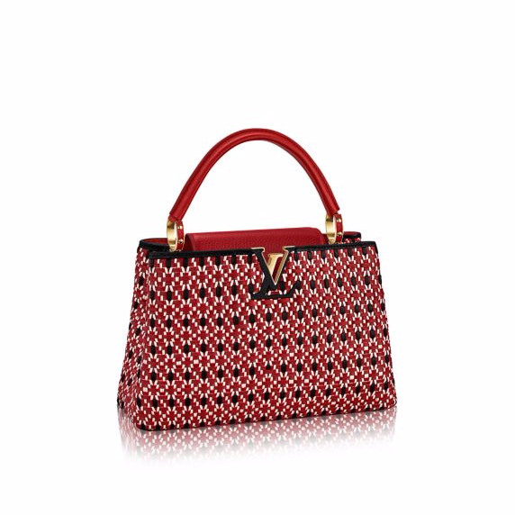 Louis Vuitton Rouge Plaited Leather Capucines PM Bag - Click Image to Close